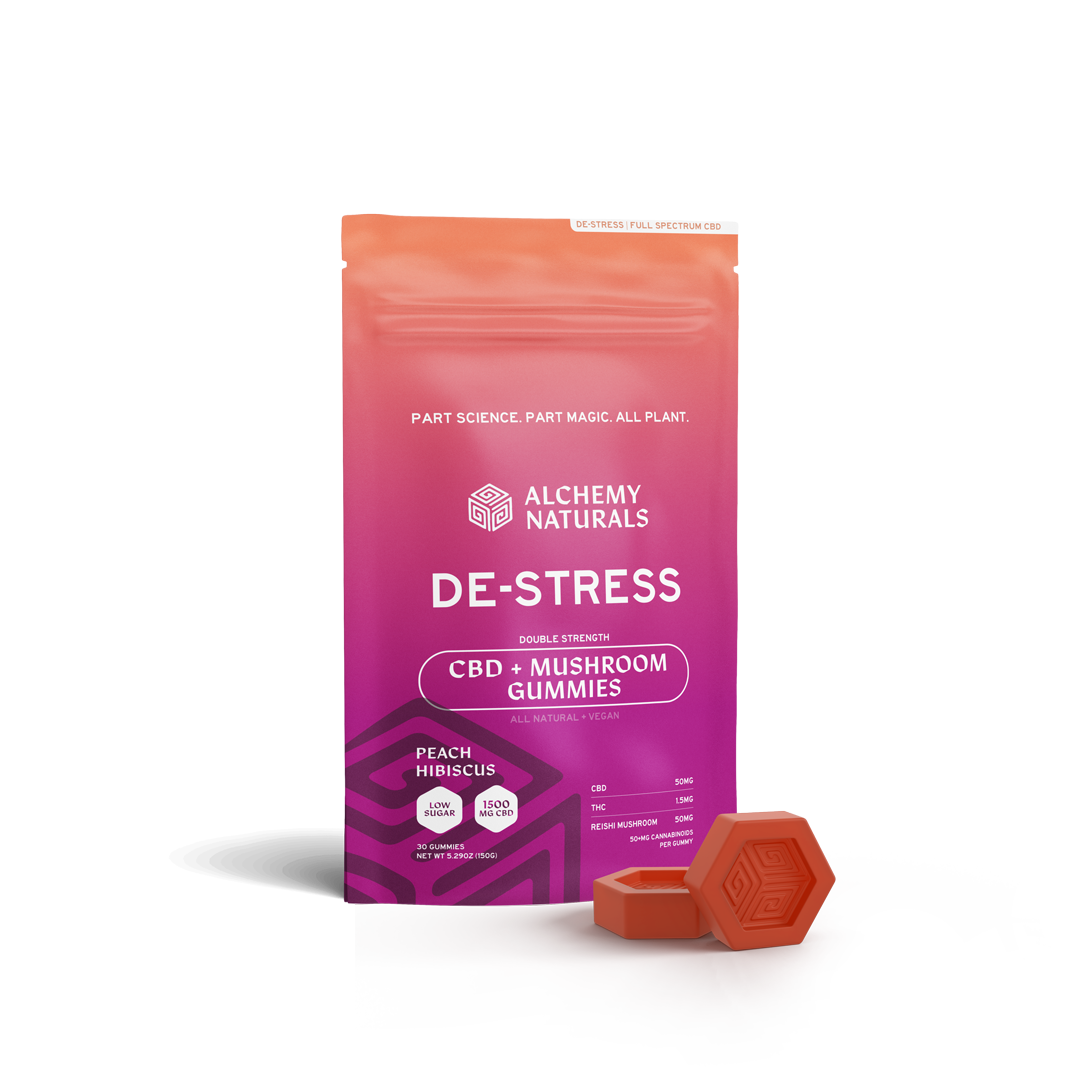 Alchemy Naturals De Stress Full Spectrum CBD Gummies with Reishi Mushroom 1500 mg